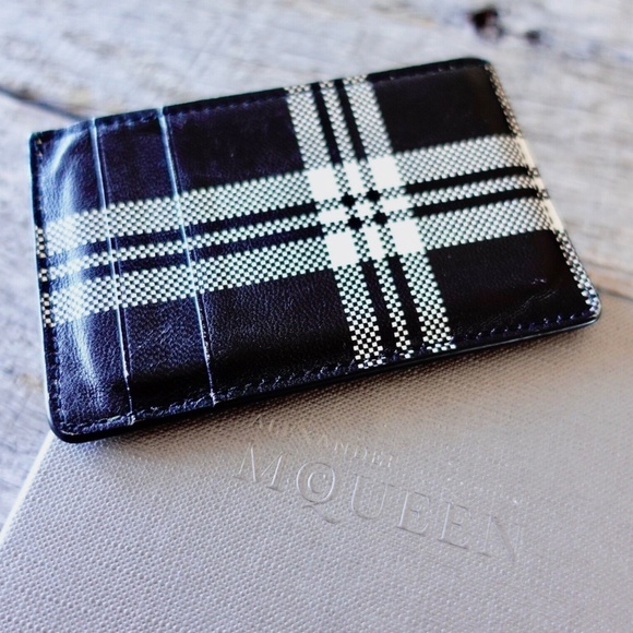 Alexander McQueen Mens Wallet Vintage Plaid Black White With Original Box - Picture 3 of 10